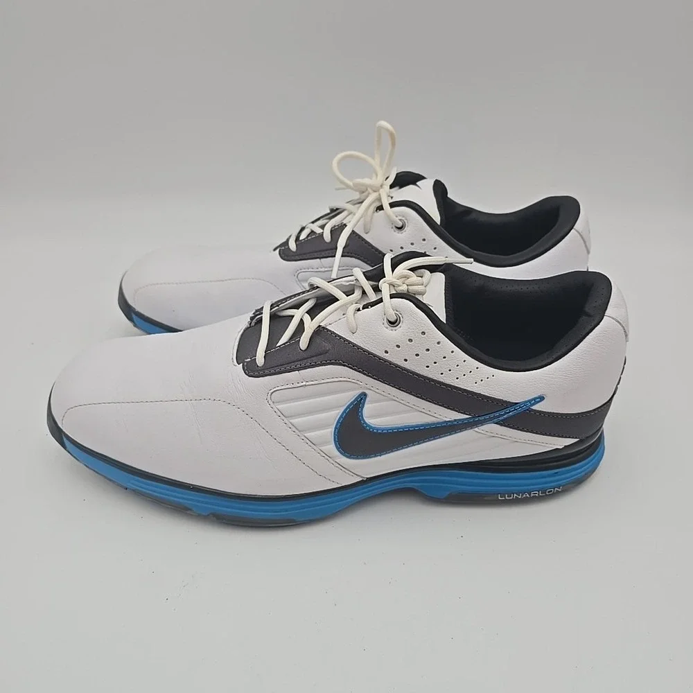 Nike Lunar Prevail Golf Shoes White Blue 483838-101 Mens US 10‎